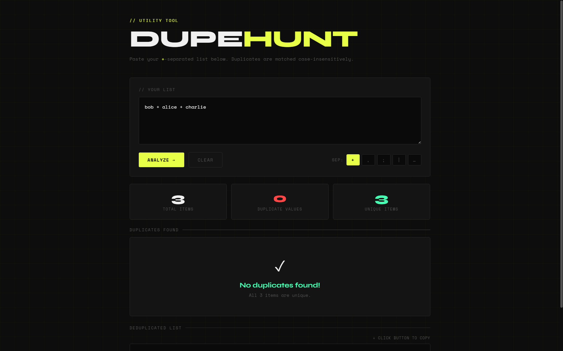 DupeHunt preview